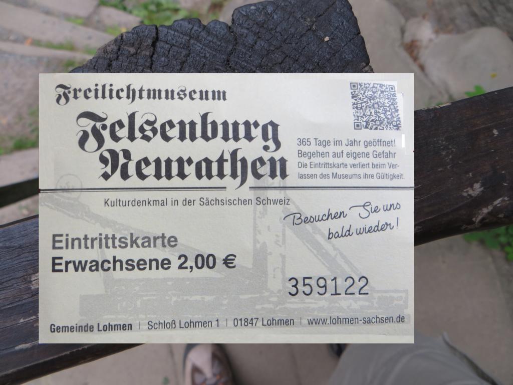 Eintrittskarte zur Felsenburg Neurathen